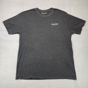 Simms T-Shirt Men's XL Gray Short Sleeve Crew American Flag Fly Fishing Bozeman